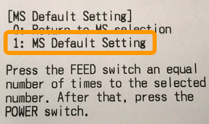 12 SII MP-B Utility 印字 1：MS Default Setting