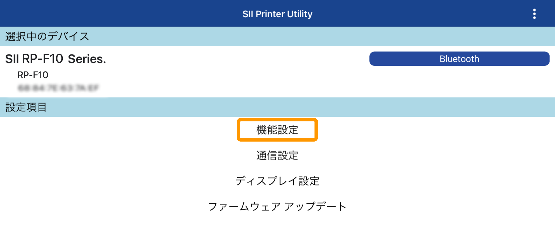 SII Printer Utility RP-F10 機能設定