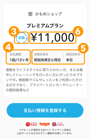 08 Airペイ オンライン決済 お客様の支払画面