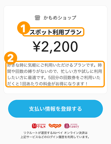 13 Airペイ オンライン決済 お客様の支払画面