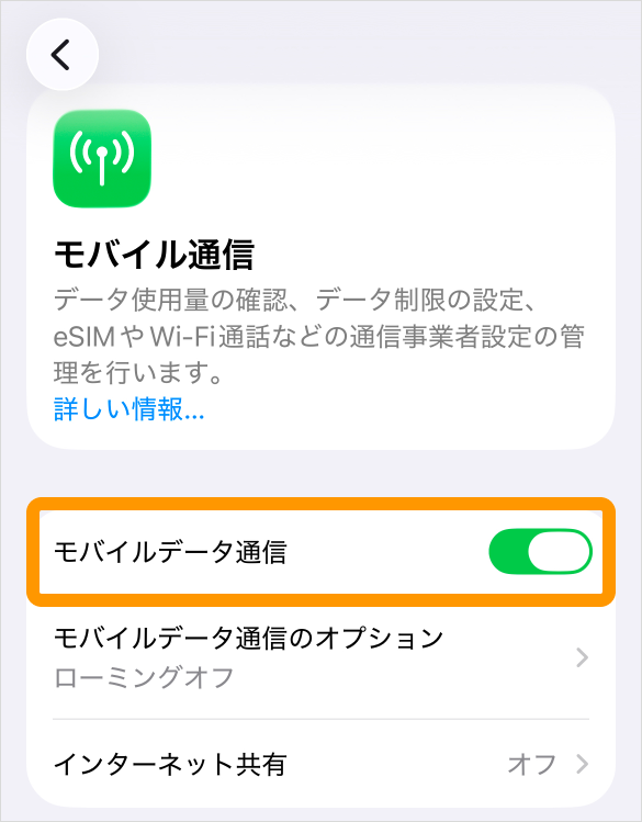 Airペイ タッチ iPhone 設定 モバイルデータ通信